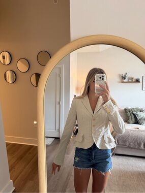 Laundry By Shelli Segal Cream Pinstripe Tailored Blazer